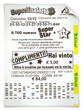Winning SuperEnaLotto ticket