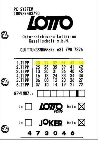 Austria lotto winning ticket