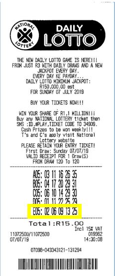 South Africa Daily Lotto winner